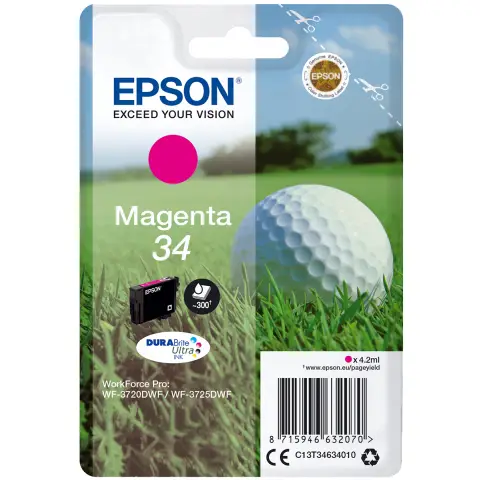 Tusz Epson 34 XL do WorkForce Pro WF-3720DWF/3725DW | 950 str | 10,8ml | magenta